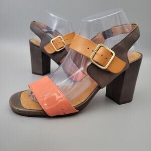 CHIE MIHARA SHOES ZAKURO COLOR BLOCK HEEL SANDALS SIZE 39.5 US 9